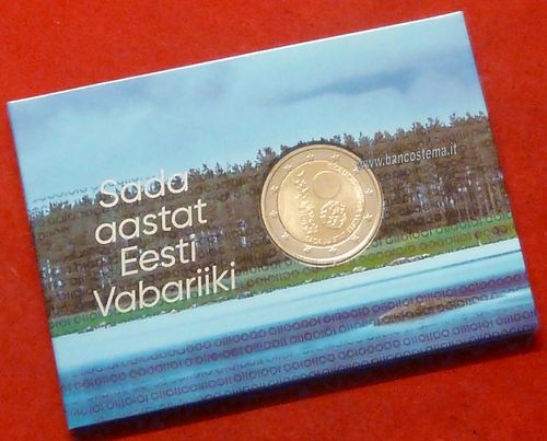 Estonia 2 euro commemorativo 2018 100° anniv.rep.Estone coincard fdc