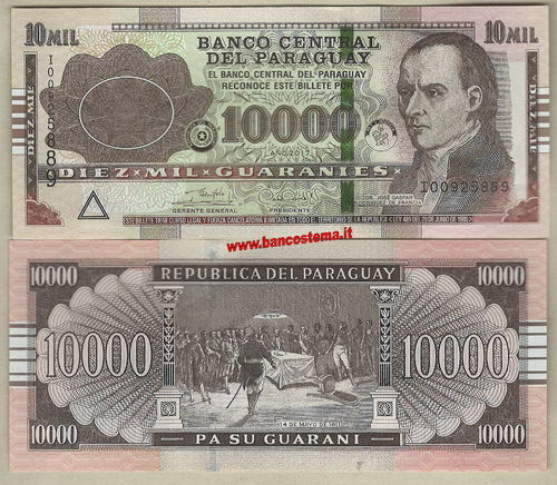 Paraguay 10.000  Guaranies 2017 (2019) unc