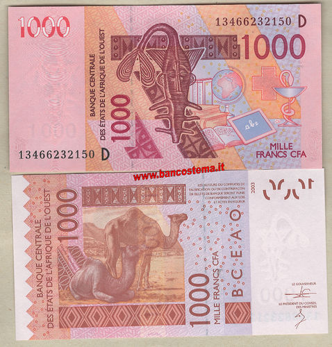 Mali P415Dm 1.000 Francs 2013 unc W.a.s. let D