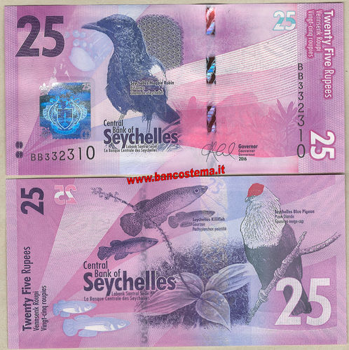Seychelles P48 25 Rupees 2016 unc
