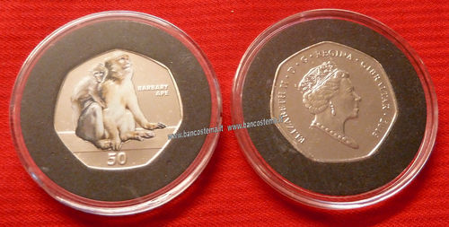 Gibraltar Km1494 50 Pence commemorativa Barbary Ape color 2018 unc