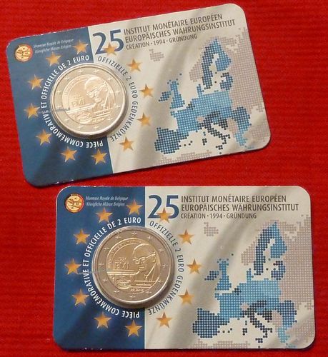 Belgio 2 euro 2019 comm.coincard 	25º anniversario dell'Istituto monetario vers.olandese e francese