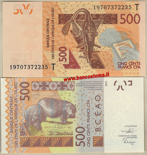 Togo 500 Francs 2019 unc W.A.S let.T