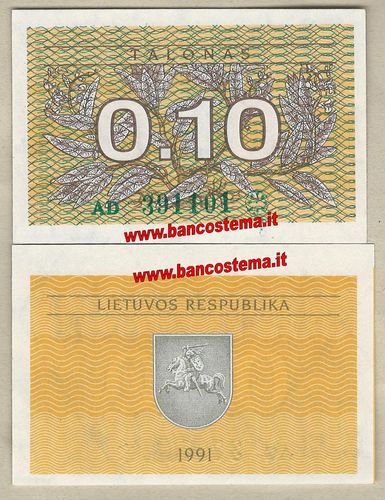 Lithuania P29a 0.10 Talonas 1991 unc
