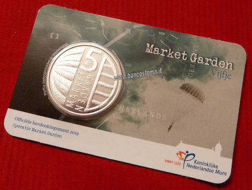 Olanda 5 euro commemorativa Market Garden Willem-Alexander 2019 coincard unc