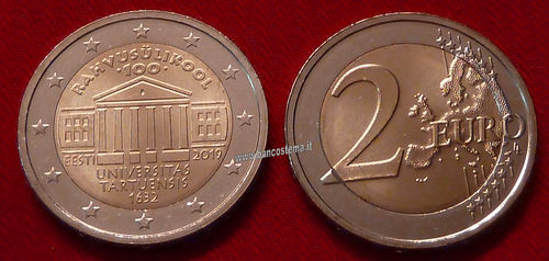 Estonia 2 euro commemorativo 100º anniversario dell' Università di Tartu 2019 fdc