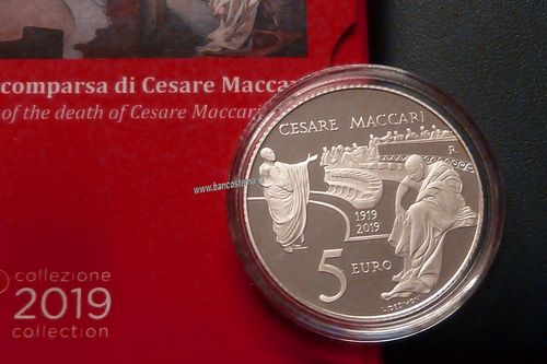 Italia 5 euro commemorativa "100° anniversario della scomparsa di Cesare Maccari" 2019 Proof