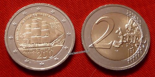 Estonia 2 euro commemorativo 200° anniversario della scoperta dell'Antartide 2020 fdc