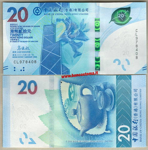 Hong Kong 20 Dollars BOC 01.01.2018 (2020) unc