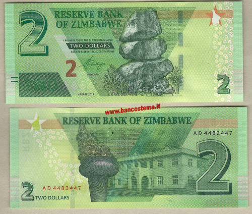 Zimbabwe 2 Dollars 2019 (2020) unc