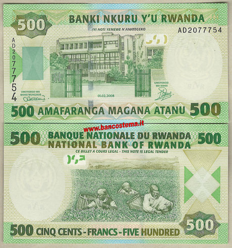 Rwanda P34 500 Francs/Amafranga 01.02.2008 unc