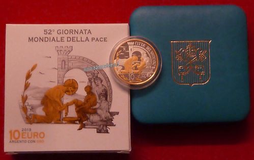 Vaticano 10 euro 2019 proof Commemorativo 52° anniv.della giornata della pace bimetallica