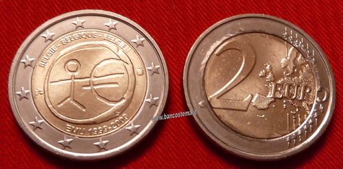 Belgio 2 euro commemorativo 2009 10º anniversario dell'Unione Economica e Monetaria FDC
