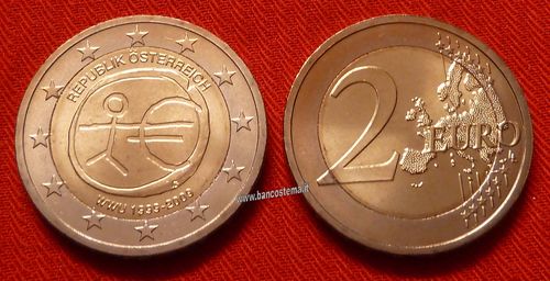 Austria 2 euro commemorativo 2009 10º anniversario dell'Unione Economica e Monetaria FDC