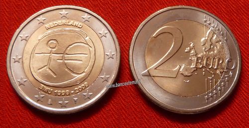 Olanda 2 euro commemorativo 2009 10º anniversario dell'Unione Economica e Monetaria FDC