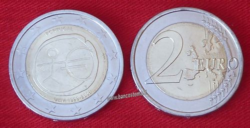Portogallo 2 euro commemorativo 2009 10º anniversario dell'Unione Economica e Monetaria FDC