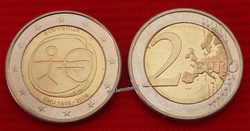 Slovenia 2 euro commemorativo 2009 10º anniversario dell'Unione Economica e Monetaria FDC