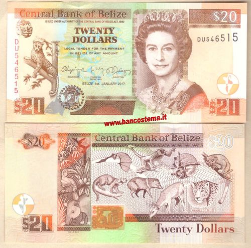 Belize 20 Dollars 01.01.2017 unc