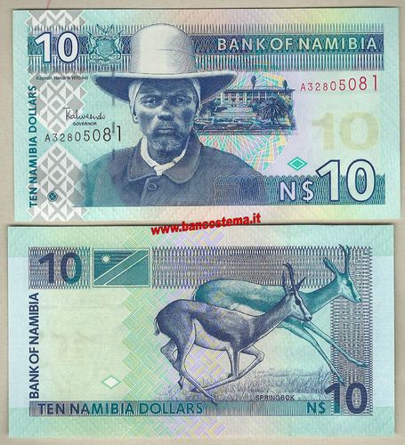 Namibia P4c 10 Dollars nd 2001 unc