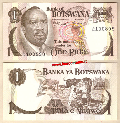 Botswana P1 1 Pula nd 1976 unc