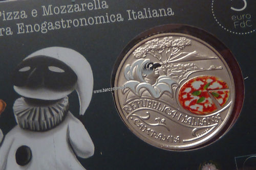 Italia 5 euro commemorativo Pizza 2020 coincard fdc color