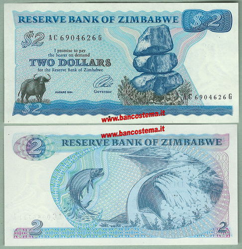 Zimbabwe P1c 2 Dollars 1994 unc