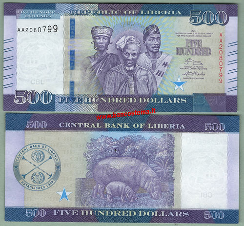 Liberia P36b 500 Dollars 2017 unc