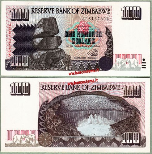 Zimbabwe P9 100 Dollars 1995 unc