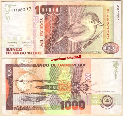 Cape Verde P65b 1.000 Escudos 01.06.2002 vf