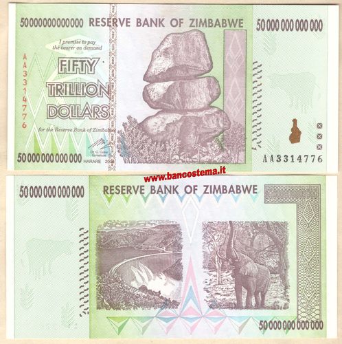 Zimbabwe P90 50.000.000.000.000 Dollars 2008 unc