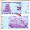 Zimbabwe P95 20 Dollars 2009 unc