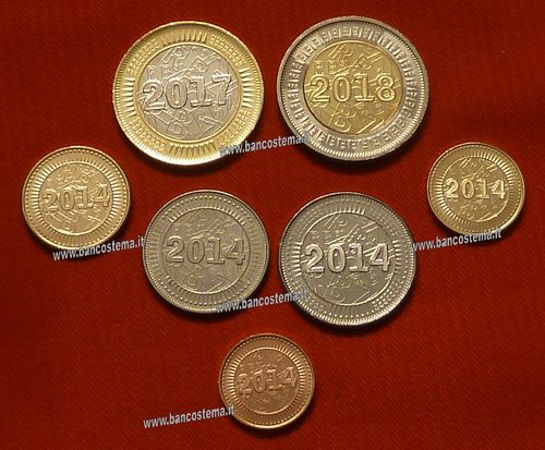 Zimbabwe set 1-5-10-25-50 cents 1- 2 Dollars 2014-2018 fdc