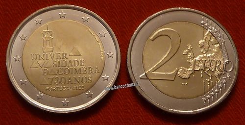 Portogallo 2 euro commemorativo 2020 730º anniversario dell'Università di Coimbra FDC