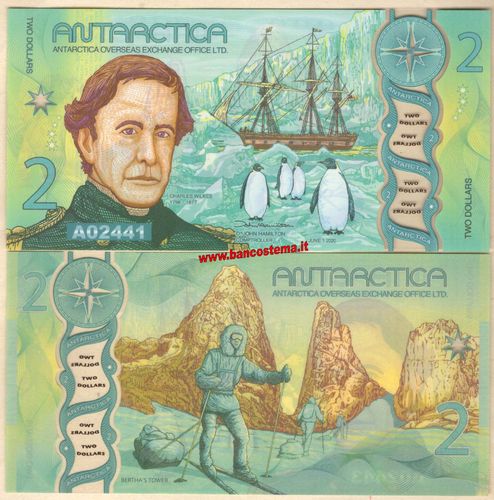 Antartica 2 dollars 01.06.2020 polymer unc