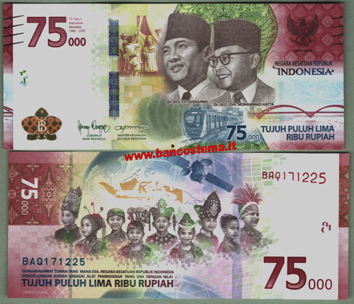Indonesia 75.000 Rupies commemorativa 2020 unc