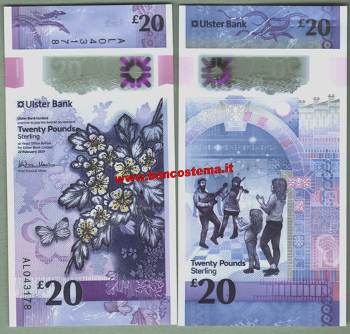 Northern Ireland 20 Pounds Ulster Bank 22.02.2019 polymer unc