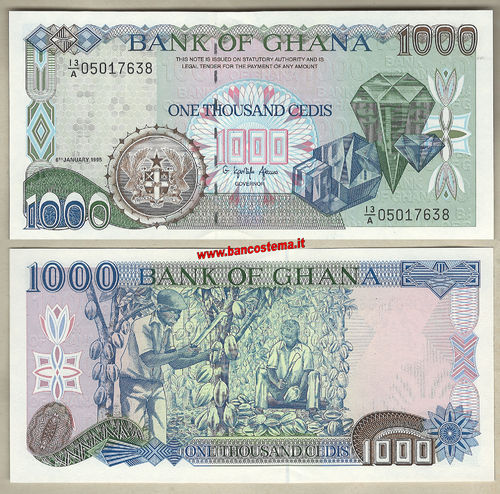 Ghana P29b 1.000 Cedis 06.01.1995 unc