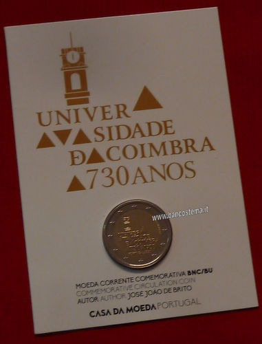 Portogallo 2 euro commemorativo 2020 730º anniversario dell'Università di Coimbra FDC in FOLDER