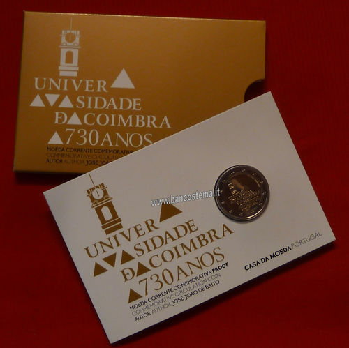 Portogallo 2 euro commemorativo 2020 730º anniversario dell'Università di Coimbra FDC coincard
