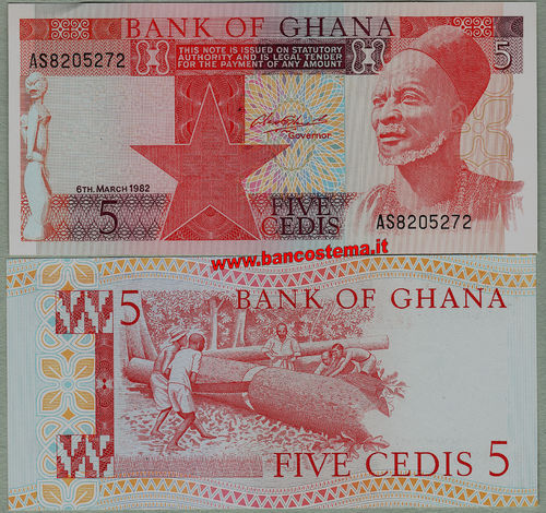 Ghana P19c 5 Cedis 06.03.1982 unc