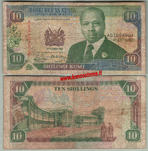 Kenya P24a 10 Shilingi 14.10.1989 vf