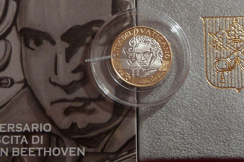 Vaticano 5 euro 2020 proof Commemorativo 250° anniv.nascita Ludwing Van Beethoven