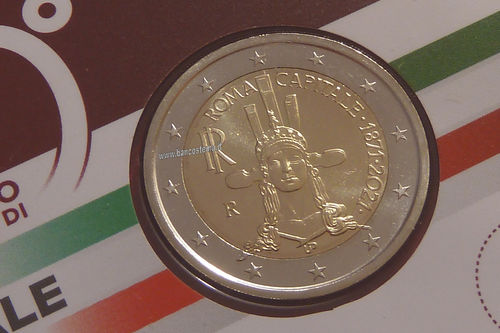Italia 2 euro commemorativo 2020 150º anniversario dell'istituzione di Roma capitale coincard fdc