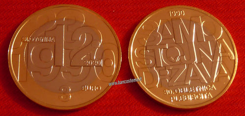 Slovenia 3 euro commemorativo 30 anniversario del plebiscito (indipendenza) 2020 fdc
