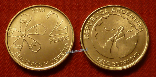 Argentina 2 pesos 2018 fdc