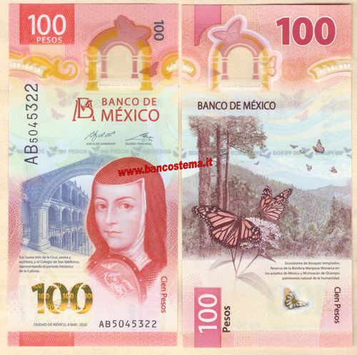 Mexico 100 Pesos 08.05.2020 polymer signatures:Alejandro Díaz de León Carillo & Alejandro Alegre Rab