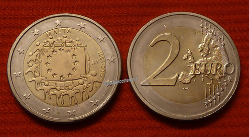 Malta 2 euro commemorativo 2015 30º anniversario della Bandiera Europea FDC