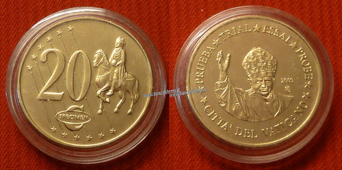 medaglia Vaticano 20 cent 2009 campione trial