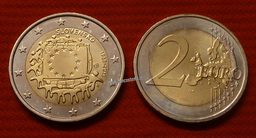 Slovacchia 2 euro commemorativo 2015 30º anniversario della Bandiera Europea FDC
