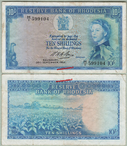 Rhodesia P24 10 Shillingss 30.09.1964 vf+